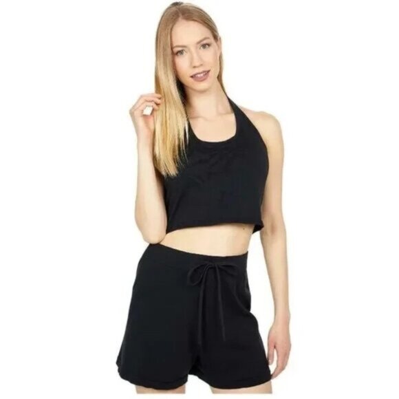 Anthropologie Sanctuary Essential Halter Top Knit Black Cropped Size L - Picture 1 of 15